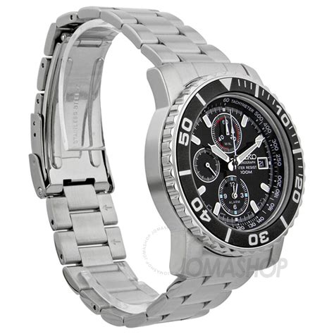 Seiko Chronograph Black Dial Stainless Steel Men's Watch SNA225.